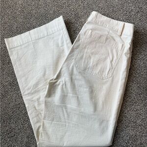 J Crew Cream Wide-Leg Cotton Pants